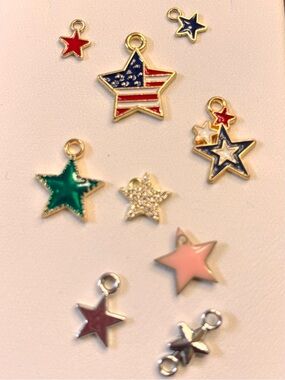 New Star Charm Pack - Multicolor Enamel w Gold Accents pendants